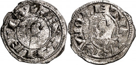 Fernando II (1157-1188). Toledo. Dinero. (M.M. F2:13.3) (Imperatrix F2:13.3, mismo ejemplar) (AB. 154, como Alfonso VIII). Pequeños restos de oxidacio...