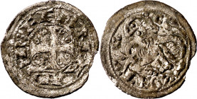 Fernando II (1157-1188). ¿Zamora?. Meaja. (Imperatrix F2:24 (50).1, mismo ejemplar) (AB. falta). Muy bella. Única conocida. 0,43 g. MBC+/EBC-.