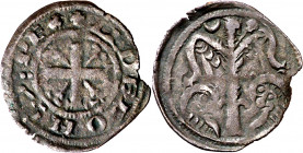 Alfonso IX (1188-1230). Santiago de Compostela. Dinero. (M.M. A9:1.4, mismo ejemplar) (Imperatrix A9:1.4, mismo ejemplar) (AB. falta). Ligero defecto ...