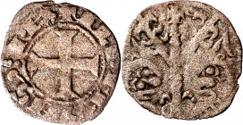 Alfonso IX (1188-1230). Taller indeterminado. Dinero. (Imperatrix A9:1.14, mismo ejemplar) (AB. 148.1). Escasa. 0,38 g. MBC-.