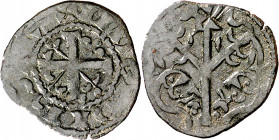 Alfonso IX (1188-1230). Taller indeterminado. Dinero. (M.M. A9:1.7) (Imperatrix A9:1.17, mismo ejemplar) (AB. 144) (Orol. 5). Cospel irregular. 0,70 g...