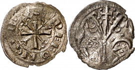 Alfonso IX (1188-1230). Taller indeterminado. Dinero. (M.M. A9:1.19) (Imperatrix A9:1.19, mismo ejemplar) (AB. 143) (Orol. 8). Algo alabeada. Escasa. ...