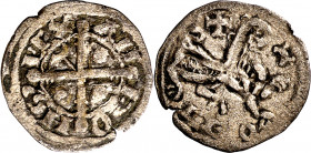 Alfonso IX (1188-1230). Santiago de Compostela. Dinero. (M.M. A9:5.23, mismo ejemplar) (Imperatrix A9:5.23, mismo ejemplar) (AB. falta). Ex Colección ...