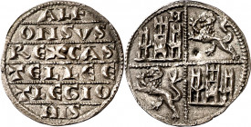 Alfonso X (1252-1284). Murcia. Dinero de plata. (M.M. A10:3.7, mismo ejemplar) (Imperatrix A10:3.7, mismo ejemplar) (AB. 224.1, como cuarto de maraved...