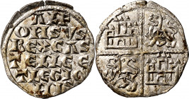 Alfonso X (1252-1284). ¿Burgos?. Dinero de las 6 líneas. (M.M. A10:4.1) (Imperatrix A10:4.1, mismo ejemplar) (AB. 227). Vellón muy rico. Bella. Escasa...