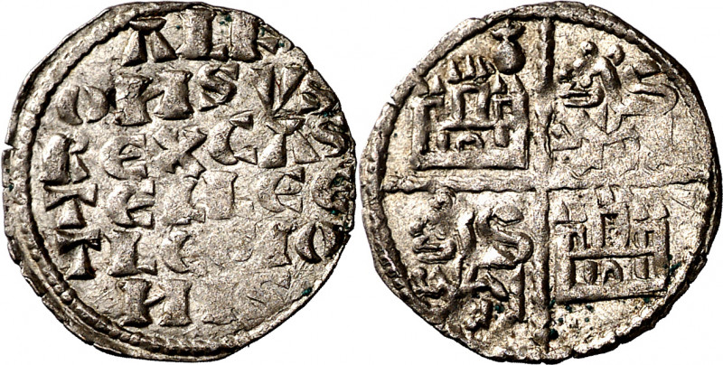 Alfonso X (1252-1284). Santiago de Compostela o Coruña. Dinero de las 6 líneas. ...