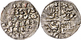 Alfonso X (1252-1284). Santiago de Compostela o Coruña. Dinero de las 6 líneas. (M.M. A10:4.38) (Imperatrix A10:4.33 (50), mismo ejemplar) (AB. 230.4,...