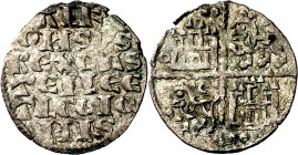 Alfonso X (1252-1284). Taller indeterminado. Dinero de las 6 líneas. (Imperatrix A10:4.77(50), mismo ejemplar) (AB. falta). Parte de brillo original. ...