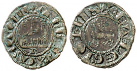 Alfonso X (1252-1284). Burgos. Meaja prieta. (Imperatrix A10:7.2, mismo ejemplar) (AB. 259, como medio pepión). La X de REX rectificada sobre una N. A...