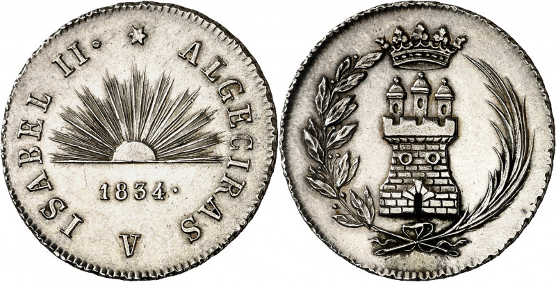 1834. Isabel II. Algeciras. Medalla de Proclamación. (Ha. 1) (Ruiz Trapero 605) ...