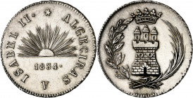 1834. Isabel II. Algeciras. Medalla de Proclamación. (Ha. 1) (Ruiz Trapero 605) (V. 736) (V.Q. 13348). Bella. Escasa. Plata. 5,80 g. Ø26 mm. EBC+.