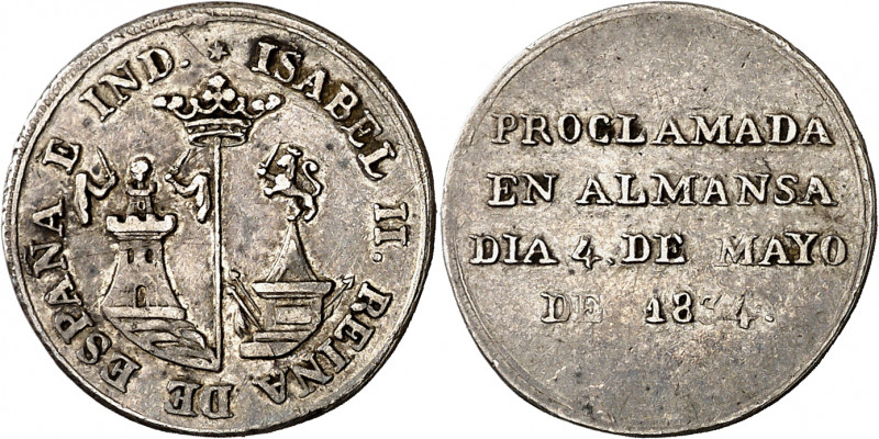 1834. Isabel II. Almansa. Medalla de Proclamación. (Ha. 2) (Ruiz Trapero 606) (V...