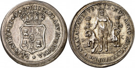 1833. Isabel II. Cádiz. Medalla de Proclamación. (Ha. 8) (O'Connor pág. 227) (Ruiz Trapero 582) (V. 741) (V.Q. 13358). Golpe en canto. Bonita pátina. ...