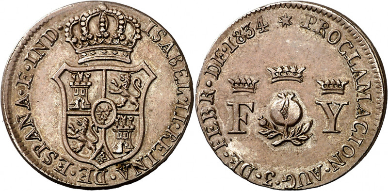 1834. Isabel II. Granada. Medalla de Proclamación. (Ha. 14) (O'Connor pág. 228) ...
