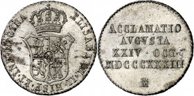 1833. Isabel II. Madrid. Medalla de Proclamación. (Ha. 22) (O'Connor pág. 229) (RAH. 555-557) (Ruiz Trapero 588 y 589) (V. 750) (V.Q. 13371). Leves im...