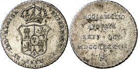 1833. Isabel II. Madrid. Medalla de Proclamación. (Ha. 23) (O'Connor pág. 229) (RAH. 558-562) (Ruiz Trapero 590 y 591) (V. 751) (V.Q. 13372). Bella. B...