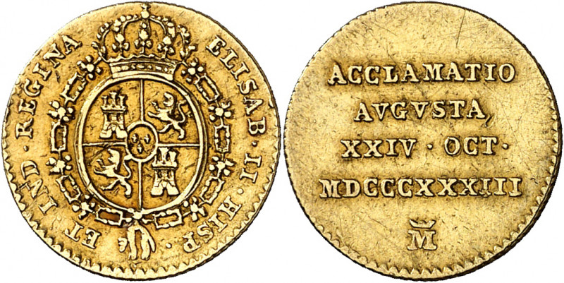 1833. Isabel II. Madrid. Medalla de Proclamación. (Ha. 23) (AC. 670) (O'Connor f...