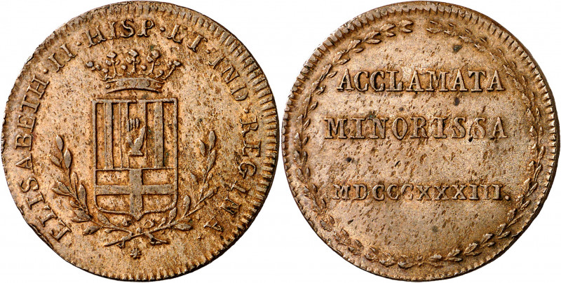 1833. Isabel II. Manresa. Medalla de Proclamación. (Ha. 26 var metal) (Boada 57a...