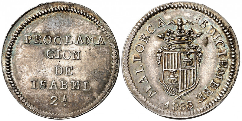 1833. Isabel II. Palma de Mallorca. Medalla de Proclamación. (Ha. 28) (Boada 61a...