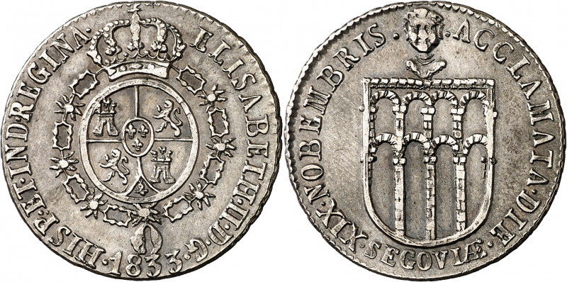 1833. Isabel II. Segovia. Medalla de Proclamación. (Ha. 30) (O'Connor pág. 231) ...