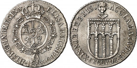 1833. Isabel II. Segovia. Medalla de Proclamación. (Ha. 30) (O'Connor pág. 231) (Ruiz Trapero 597) (V. 757) (V.Q. 13380 var metal). Plata. 5,90 g. Ø25...