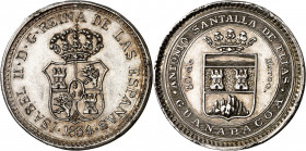 1834. Isabel II. Guanabacoa. Medalla de Proclamación. (Ha. 42) (Medina 413) (Ruiz Trapero 610 var) (V. 765 var) (V.Q. 13389). En el canto: DIOS CONSER...