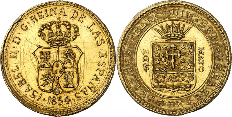 1834. Isabel II. Santiago de las Vegas. Medalla de Proclamación. (Ha. 55 var met...