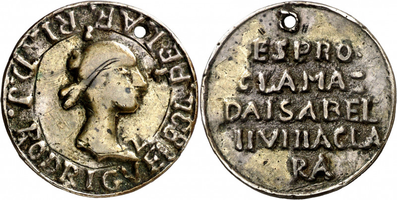 1834. Isabel II. Villaclara. Medalla de Proclamación. (Ha. 61) (Medina 431) (V. ...