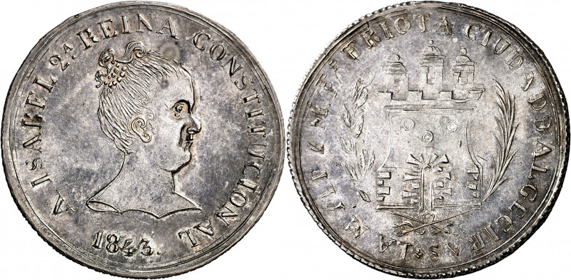 1843. Isabel II. Algeciras. Mayoría de edad. Medalla de Proclamación. (Ha. 1) (R...