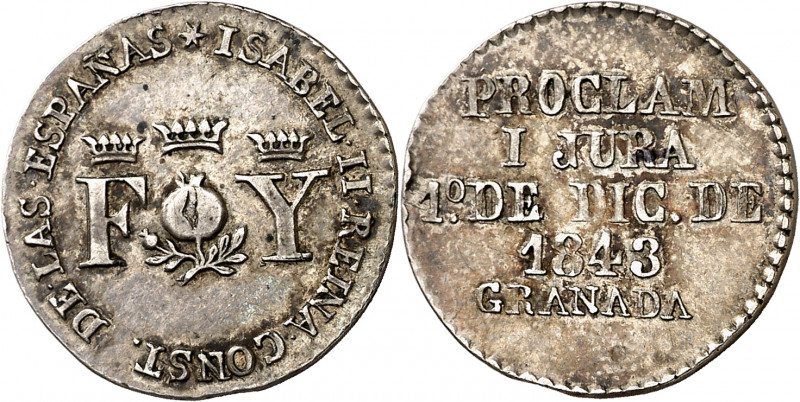 1843. Isabel II. Granada. Mayoría de edad. Medalla de Proclamación. (Ha. 9) (Rui...