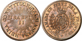 1843. Isabel II. Jerez de la Frontera. Mayoría de edad. Medalla de Proclamación. (Ha. 10 var metal) (Ruiz Trapero 636) (V. 788) (V.Q. 13418 var metal)...