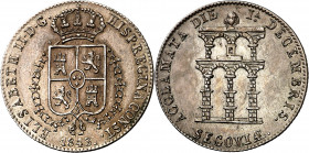 1843. Isabel II. Segovia. Mayoría de edad. Medalla de Proclamación. (Ha. 15) (O'Connor pág. 240) (Ruiz Trapero 638 y 640) (V. 370) (V.Q. 13423). Rayit...