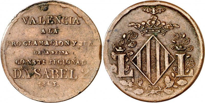 1843. Isabel II. Valencia. Mayoría de edad. Medalla de Proclamación. (Ha. 20 var...