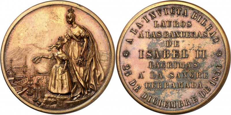 1836. Isabel II. Bilbao. A los defensores del Sitio - Segundo levantamiento. Med...