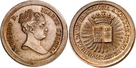 1837. Isabel II. Barcelona. Proclamación de la Constitución. Medalla. (Cru.Medalles 536a) (O'Connor pág. 237) (Ruiz Trapero 620) (V. 774) (V.Q. 14270)...