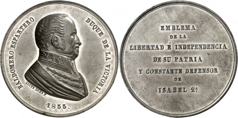 1855. Isabel II. A Baldomero Espartero, duque de la Victoria. Medalla. (RAH 616)...