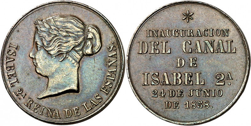 1858. Isabel II. Inauguración de las obras del Canal de Isabel II. Medalla. (RAH...