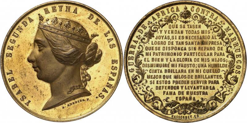 1859. Isabel II. Guerra de África. Medalla. (Ruiz Trapero 706-707 var) (V. 416 v...