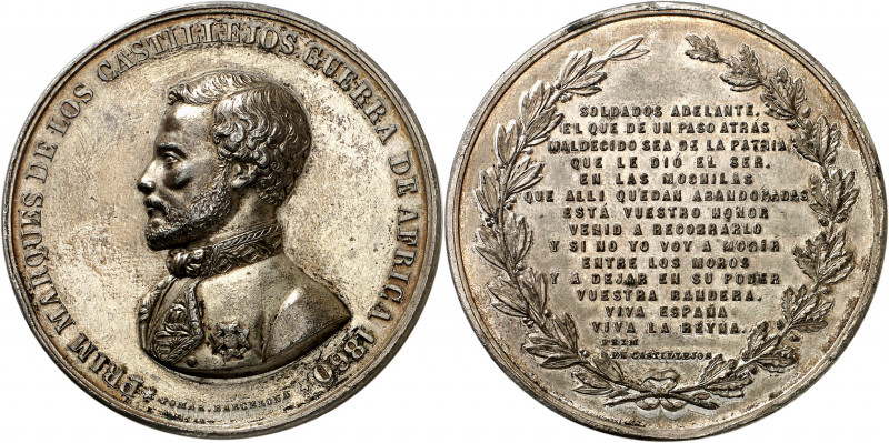 1860. Isabel II. Barcelona. Al general Prim. Medalla. (Ruiz Trapero 717) (V. 809...