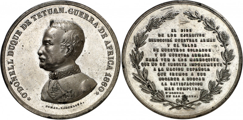 1860. Isabel II. Barcelona. Guerra de África. Medalla. (V. 808) (V.Q. 14347 var ...