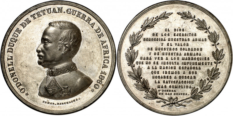 1860. Isabel II. Barcelona. Guerra de África. Medalla. (V. 808) (V.Q. 14347 var ...