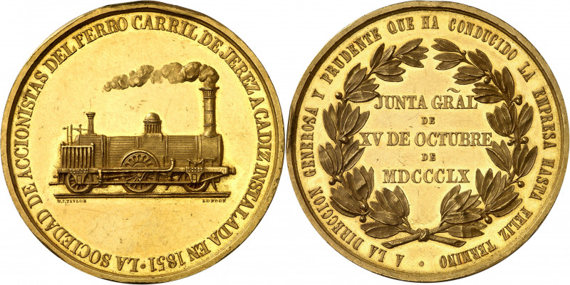 1860. Isabel II. Jerez de la Frontera. La Sociedad de Accionistas del Ferrocarri...