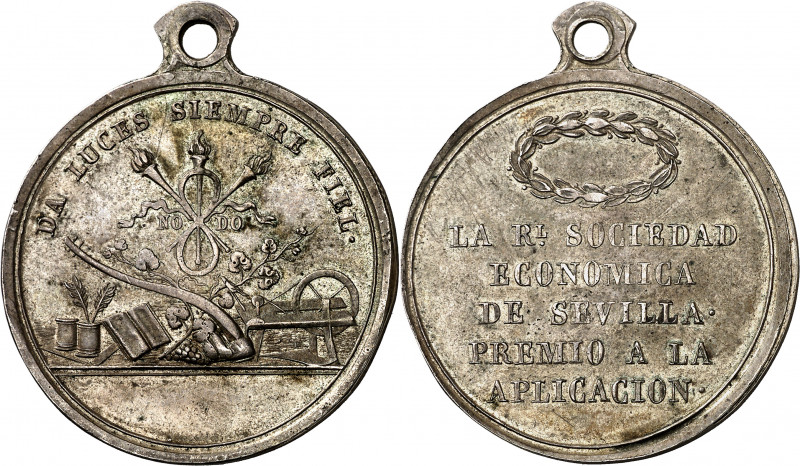 s/d. Isabel II. Sevilla. Premio de la Sociedad Económica. Medalla. Plata. 16,32 ...