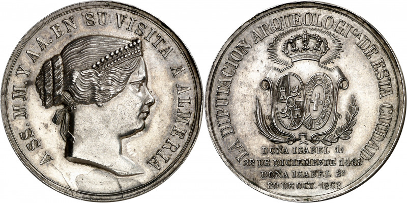 1862. Isabel II. Almería. La Diputación Arqueológica. Medalla. (O'Connor pág. 27...