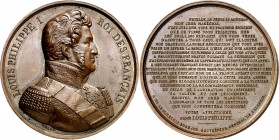 Francia. 1844. Luis Felipe I. La Batalla d'Isly. Medalla. Grabador: A. A. Caqué. En canto: proa - CUIVRE (reacuñación realizada entre de 1844 y 1845 p...