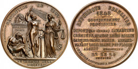 Francia. 1848. II República. Revolución de 1848. Medalla. (Collignon 63). Bella. Bronce. 47.29 g. Ø41 mm. EBC+.