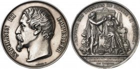 Francia. 1852. II Imperio. Napoleón III. Refundición de las monedas de bronce. Medalla. Grabador: Dantzell. En canto: mano indicativa - ARGENT (reacuñ...