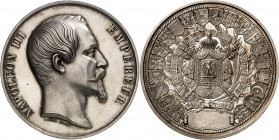 Francia. 1855. II Imperio. Napoleón III. Exposición Universal. Medalla. (Collignon 1673). Grabador: D. A. Barré. En canto: mano indicativa - ARGENT (r...