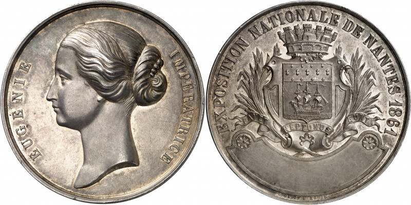 Francia. 1861. II Imperio. Napoleón III. Exposición Nacional en Nantes. Medalla....