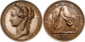 Francia. 1867. II Imperio. Napoleón III. La emperatriz visita la ciudad de Amiens por la epidemia. Medalla. Grabador: J. Dantzell. En canto: abeja - C...